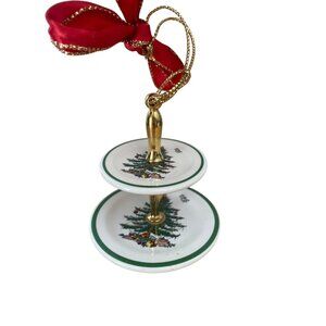 Spode Christmas Tidbit Server Ornament 2 Tier Porcelain Tree Design